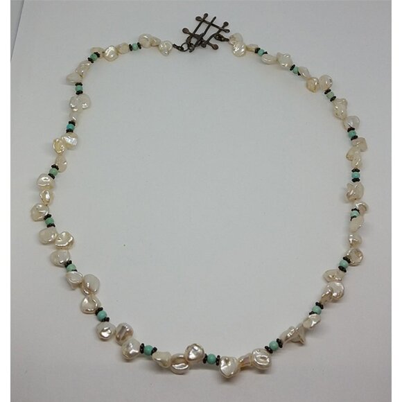 VINTAGE artisan baroque pearls necklace sterling silver 925 clasp beach boho. - Picture 1 of 4